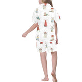 windmill design pattern Kids' Boys' Girls' V-Neck Short Pajama Set