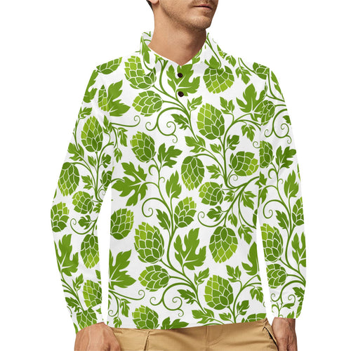 Hop design pattern Men's Long Sleeve Polo Shirt