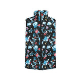 Skull flower roses leave pattern Women's Padded Vest