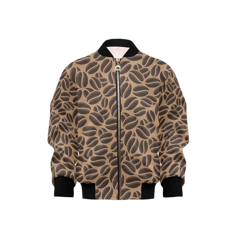 Coffee bean on brown background Kids' Boys' Girls' Bomber Jacket
