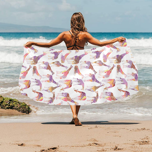 Giraffe Pattern Print Design 02 Beach Towel