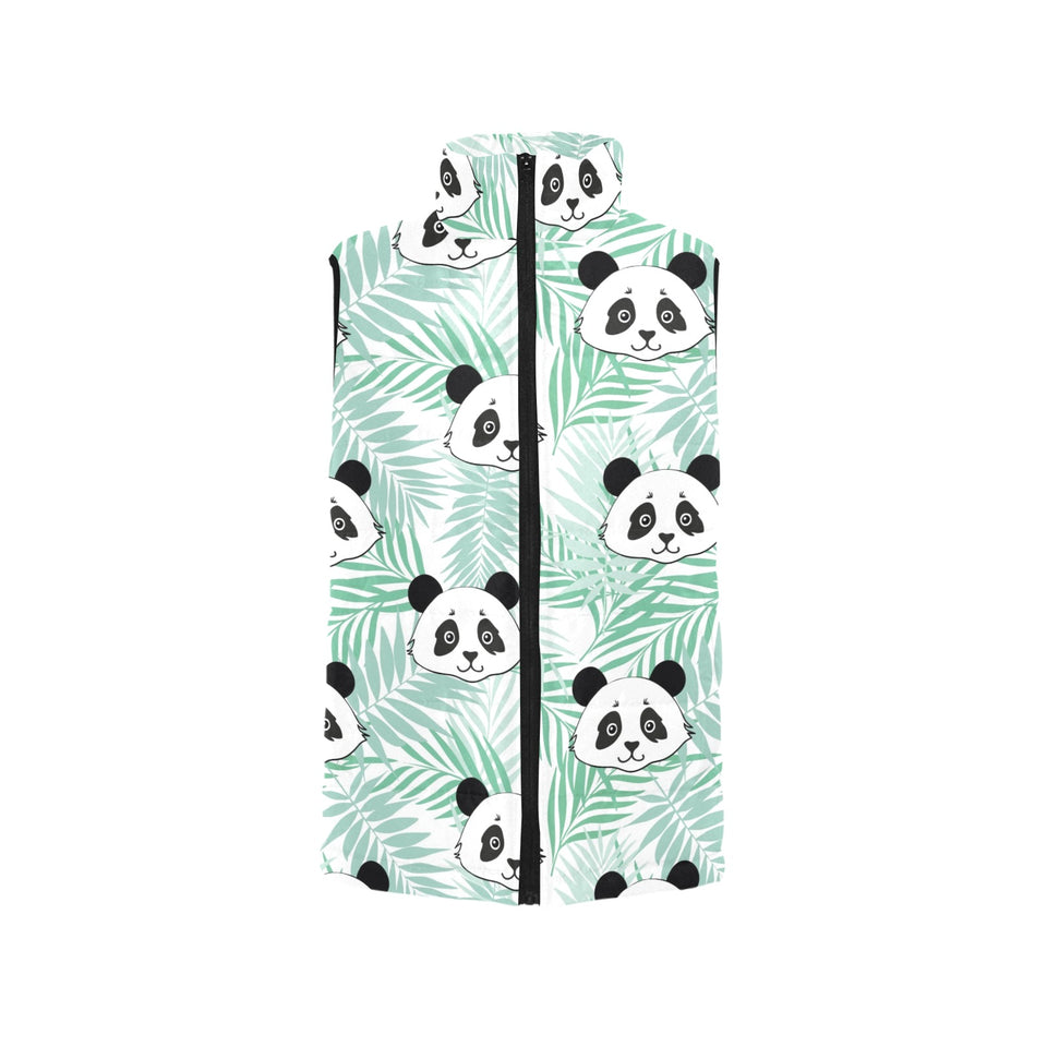 Panda pattern tropical leaves background Women's Padded Vest