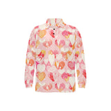 Hand drawn heart design pattern Men's Long Sleeve Polo Shirt