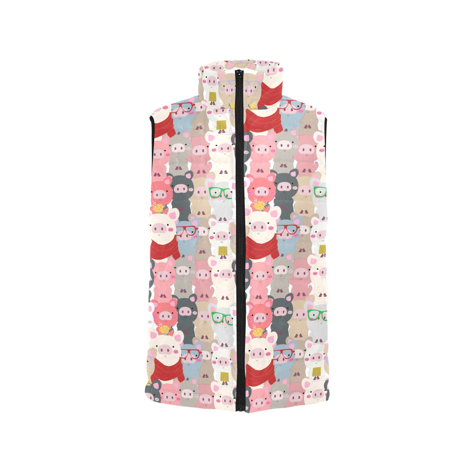 Pig Pattern Print Design 02 Women's Padded Vest