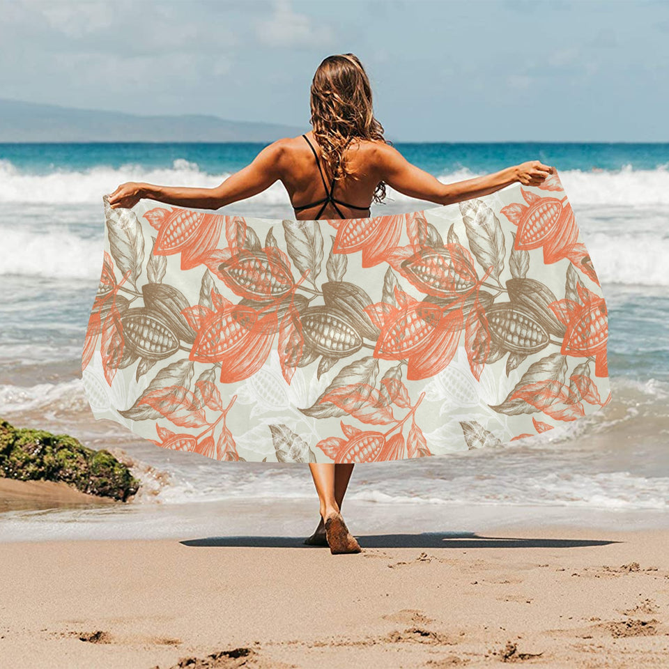 Cocoa beans Cocoa tree pattern Beach Towel