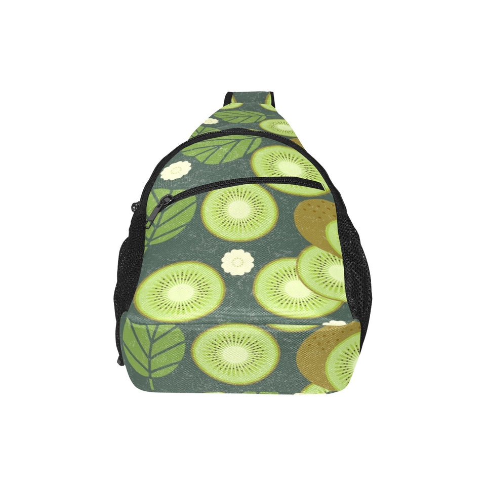 Whole sliced kiwi leave and flower All Over Print Chest Bag