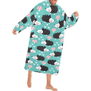 Hedgehog Pattern Print Design 03 Blanket Robe with Sleeves