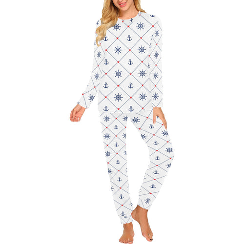 Anchor rudder nautical design pattern Women's All Over Print Pajama Set