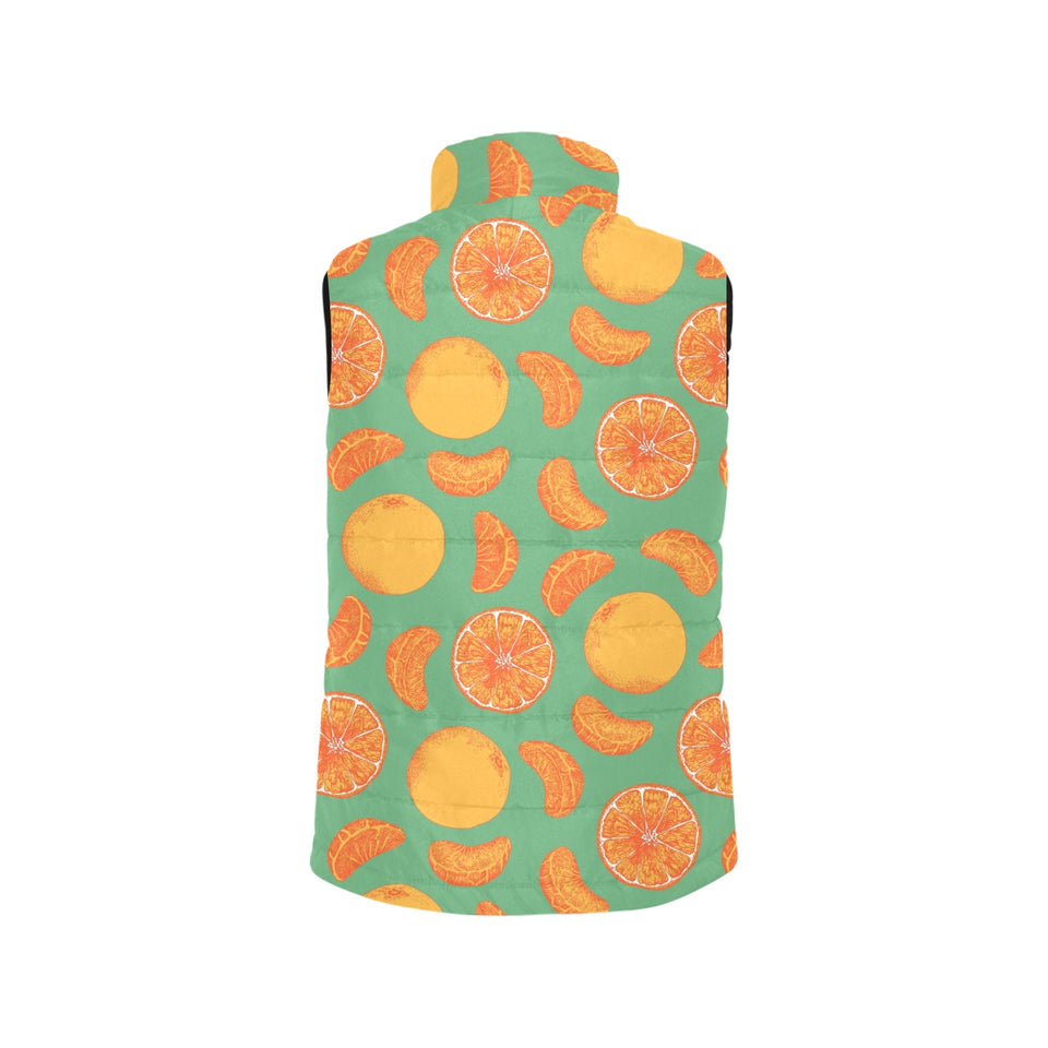 orange fruit pattern green background Men's Padded Vest