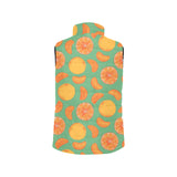 orange fruit pattern green background Men's Padded Vest