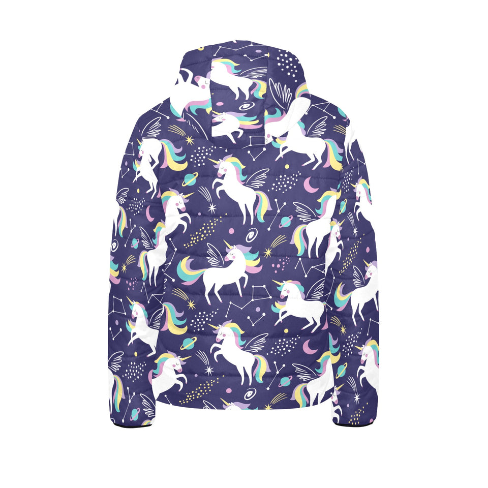 Hand drawn cute unicorn star planet Kids' Boys' Girls' Padded Hooded Jacket