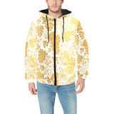 Gold grape pattern Men's Padded Hooded Jacket