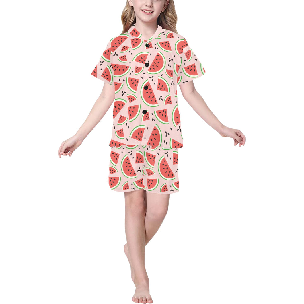 Watermelon pattern Kids' Boys' Girls' V-Neck Short Pajama Set