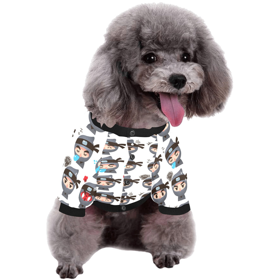 Cute ninja design pattern All Over Print Pet Dog Round Neck Fuzzy Shirt