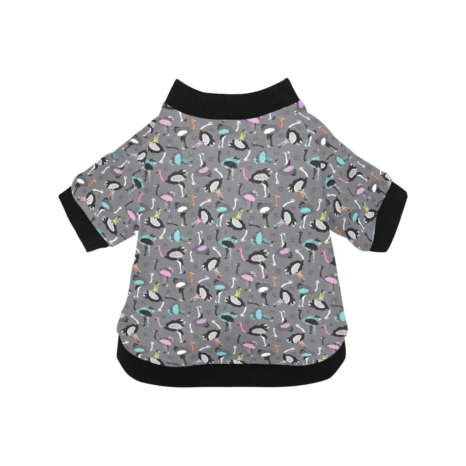 Ostrich Pattern Print Design 01 All Over Print Pet Dog Round Neck Fuzzy Shirt