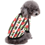 red and white tulips pattern All Over Print Pet Dog Round Neck Fuzzy Shirt