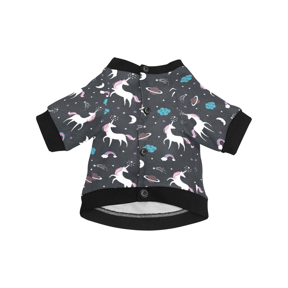 unicorn rainbows moon clound star pattern All Over Print Pet Dog Round Neck Fuzzy Shirt