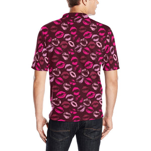 Lips Pattern Print Design 03 Men's All Over Print Polo Shirt