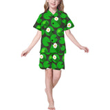 Frog waterlily pattern Kids' Boys' Girls' V-Neck Short Pajama Set
