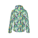 Colorful parrot exotic flower leaves Women's Padded Hooded Jacket