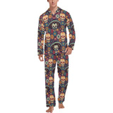 Sugar skulls flower maxican pattern Men's Long Pajama Set