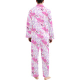 Pink flamingo flower pattern Men's Long Pajama Set