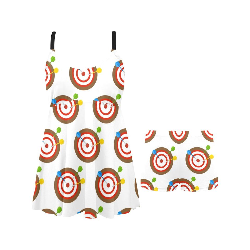 Darts Pattern Print Design 04 Chest Sexy Pleated Two Piece Swim Dress