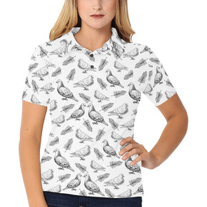 Pigeon Pattern Print Design 05 Women's All Over Print Polo Shirt