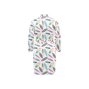 Surfboard Pattern Print Design 04 Men's Long Sleeve Belted Night Robe