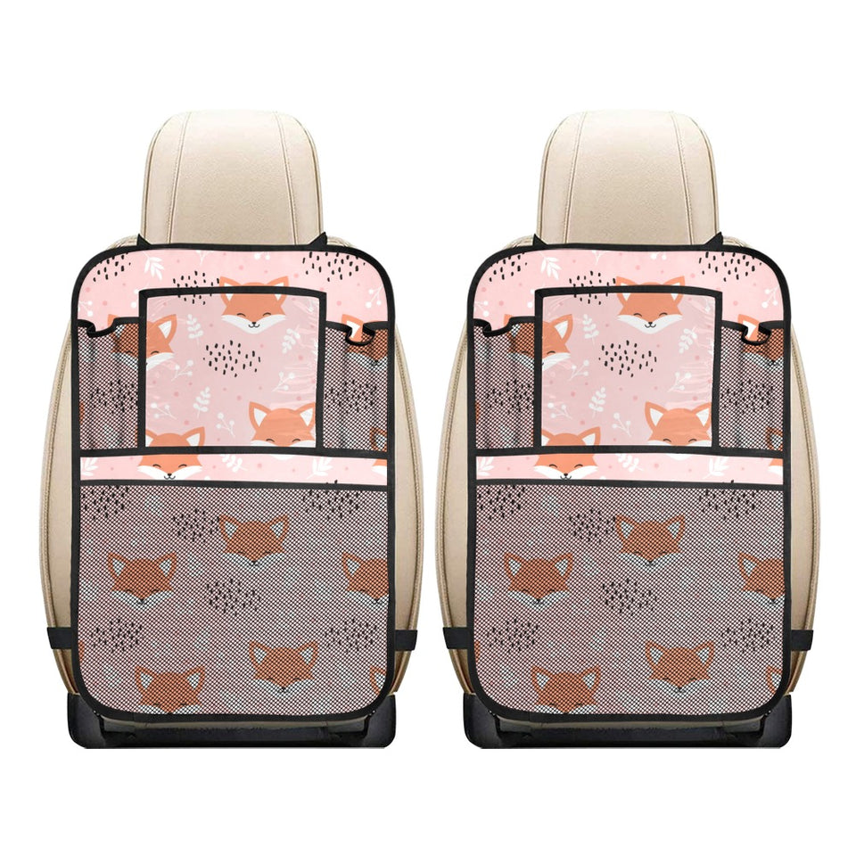 Cute fox pattern pink background Car Seat Back Organizer