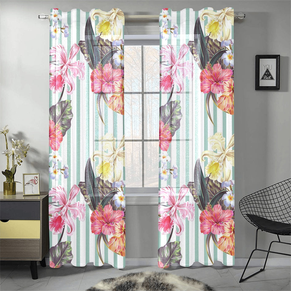 Colorful orchid flower pattern Gauze Curtain