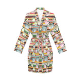 Sun Glasses Pattern Print Design 02 Women's Long Sleeve Belted Night Robe