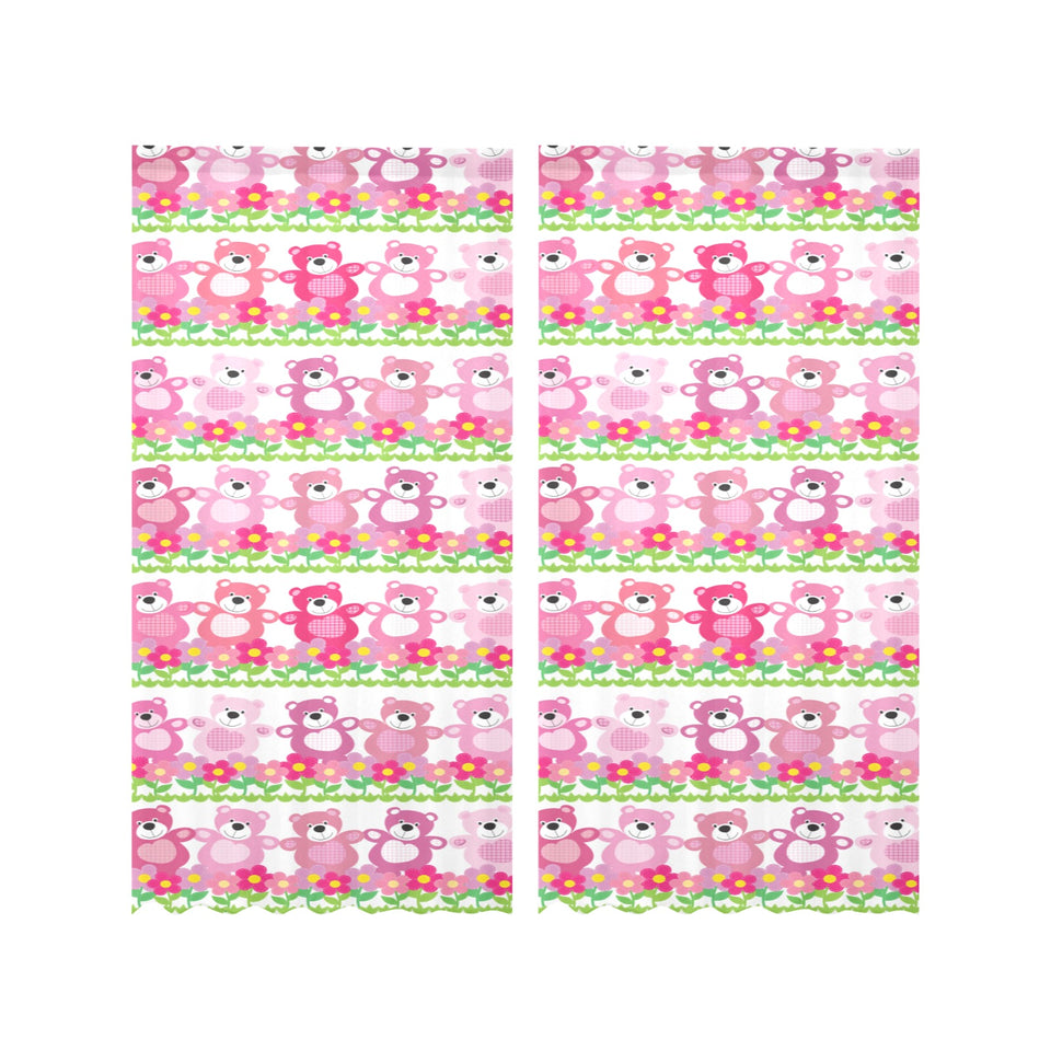 Teddy Bear Pattern Print Design 04 Gauze Curtain