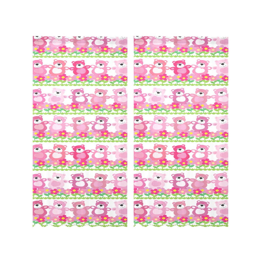 Teddy Bear Pattern Print Design 04 Gauze Curtain