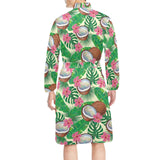 Coconut Pattern Print Design 01 Men's Long Sleeve Belted Night Robe