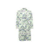 hand drawn blueberry pattern Men's Long Sleeve Belted Night Robe