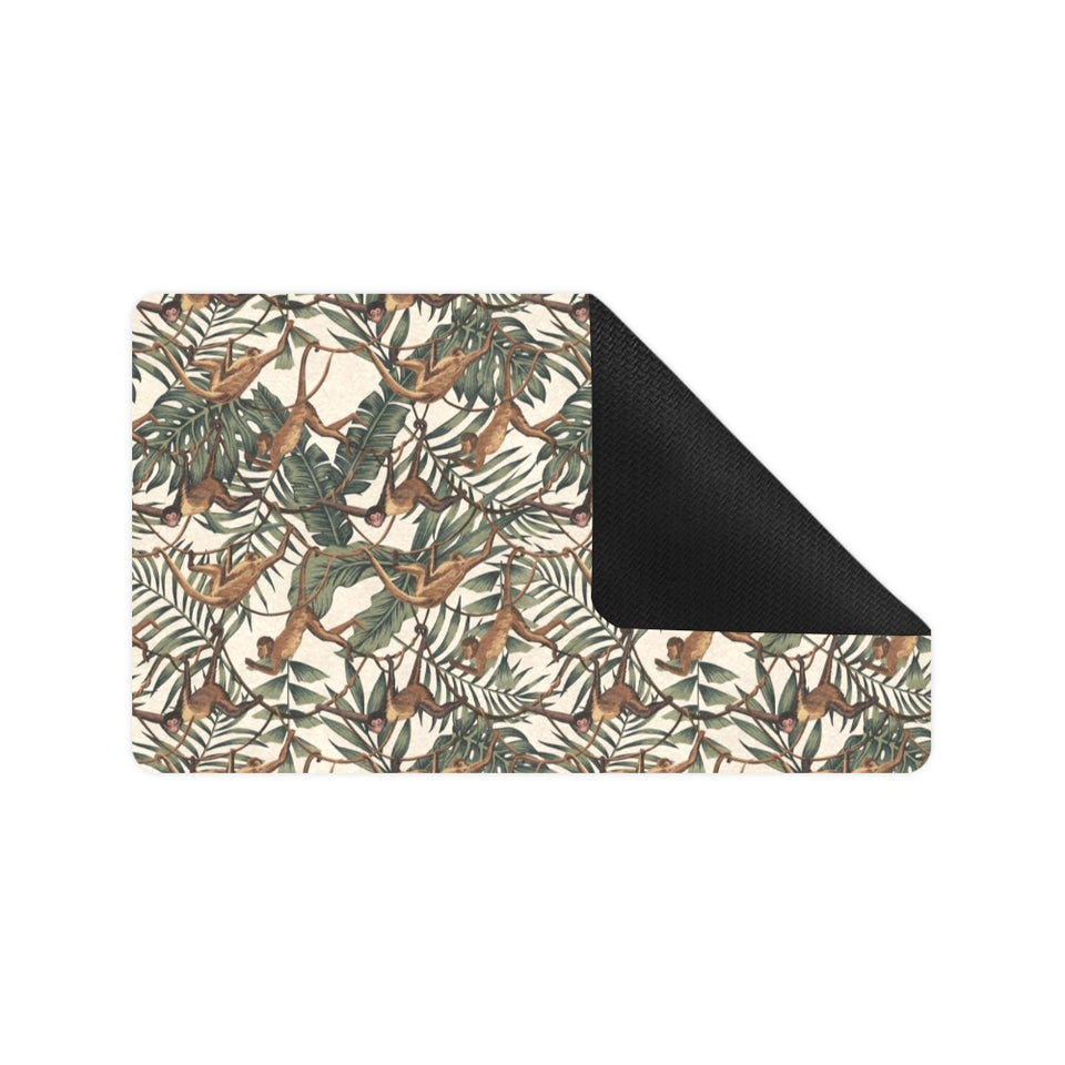 Monkey tropical leaves background Doormat