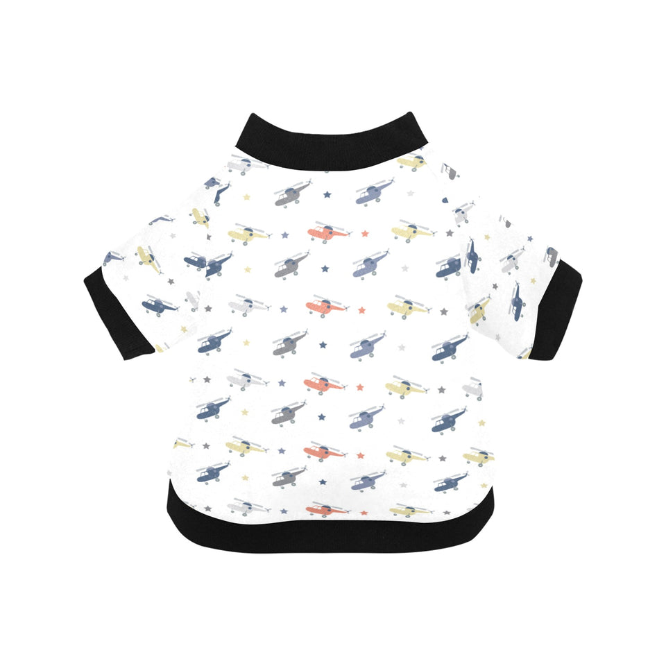 Cute helicopter star pattern All Over Print Pet Dog Round Neck Fuzzy Shirt