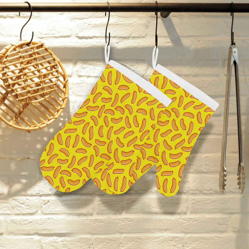 Sausage Pattern Print Design 01 Heat Resistant Oven Mitts