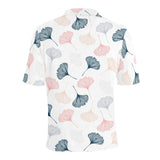 Black Gray Cream coral ginkgo leaves pattern Men's All Over Print Polo Shirt