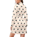 Ostrich Pattern Print Design 05 Women's Long Sleeve Belted Night Robe