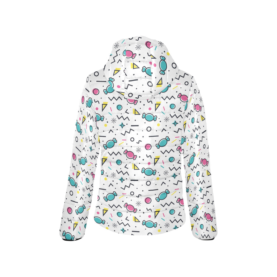 Candy design pattern Women's Padded Hooded Jacket