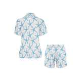 Watercolor starfish pattern Women's V-Neck Short Pajama Set