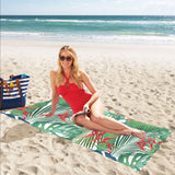 heliconia palm and monstera leaves pattern Beach Towel