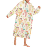 Ice cream cone pattern Blanket Robe with Sleeves