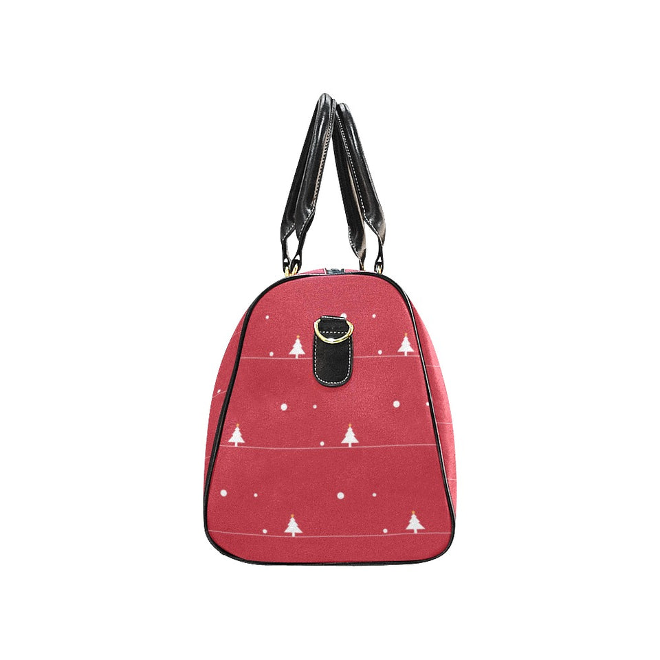 Christmas tree star snow red background Travel Bag