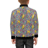 Cute yellow monkey leaves pattern Kids' Boys' Girls' Bomber Jacket