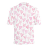 Watercolor pink heart pattern Men's All Over Print Polo Shirt