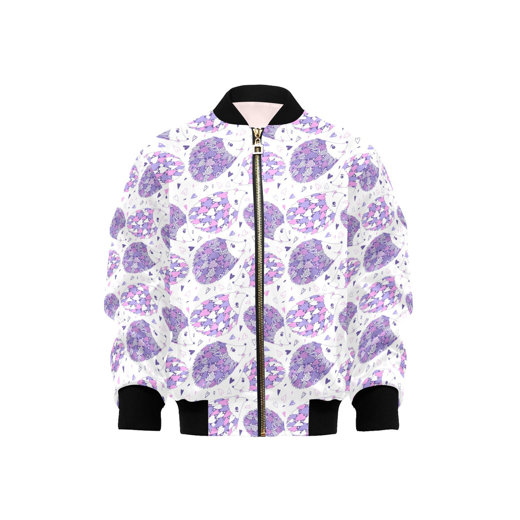 Hedgehog Pattern Print Design 05 Kids' Boys' Girls' Bomber Jacket