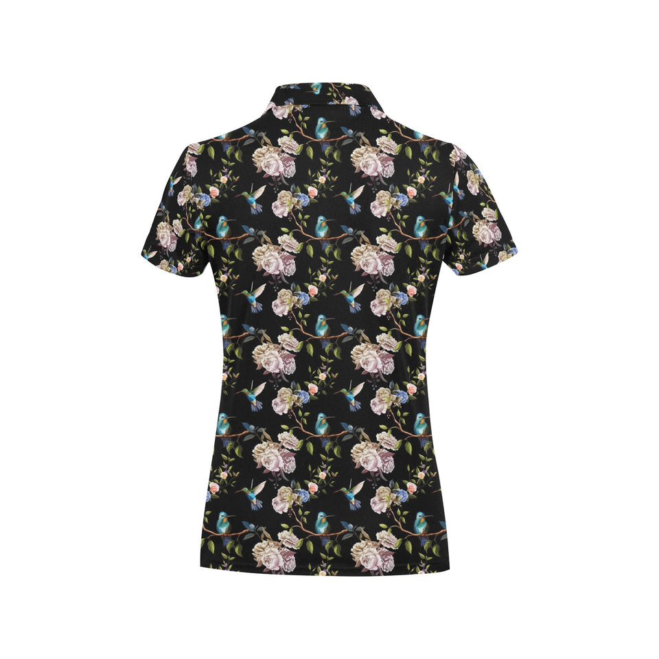 Hummingbird Pattern Print Design 03 Women's All Over Print Polo Shirt
